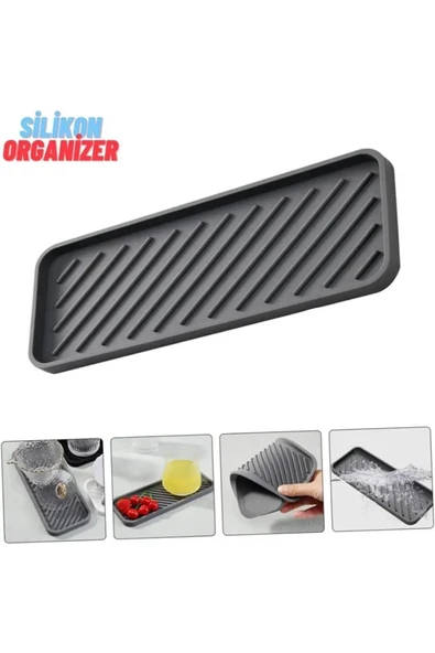 Esnek Silikon Yağdanlık Altlığı Hijyenik Çok Amaçlı Organizer Sabunluk Altlığı 23x10 Cm - 5