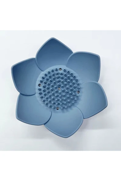 Silikon Lotus Şekilli Katı Sabun ve Sünger Tutacağı Hijyenik Şık Dekoratif Kaymaz Banyo Aksesuarı - 4