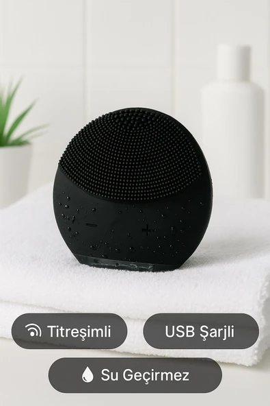 Titreşimli Silikon Sonik Yüz Temizleme Fırçası USB Şarjlı Su Geçirmez Masaj Cilt Bakım Aleti - 4