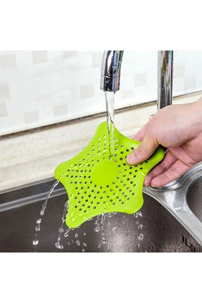 Yıldız Şeklinde Yumuşak Silikon 5 Vantuzlu Mutfak Banyo Evye Lavabo Küvet Duşakabin Süzgeci 3 Adet - 2