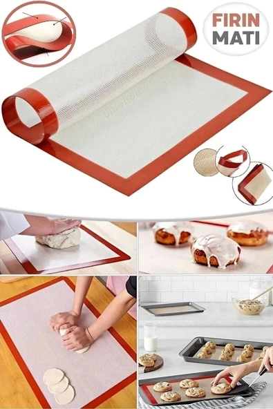 2 Adet Yapışmaz Silikon Pişirme Matı Isıya Dayanıklı Pasta Kek Ekmek Pişirme Kendinden Yağlı 30*40CM - 6