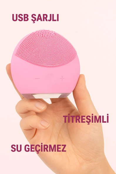 Titreşimli Silikon Sonik Yüz Temizleme Fırçası USB Şarjlı Su Geçirmez Masaj Cilt Bakım Aleti - 7