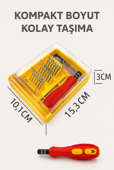 32 Parça Mini Tornavida Seti Manyetik Uçlu Kompakt Tamir Kiti Telefon Saat Gözlük PC Tablet Tamiri - 2