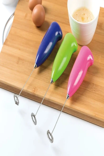 2 Adet Pembe Mini Pilli Süt Köpürtücü Kahve Içecek Hazırlamak Için Mikser Yumurta Çırpıcı Paslanmaz - 8