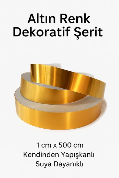 5 Mt Dekoratif Seramik Fayans Karo Boşluk Bandı Gold Kendinden Yapışkanlı Mermer Tavan Zemin Bandı - 4