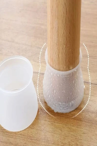 48 Adet Silikon Masa Sandalye Ayak Koruyucu Kapak Ahşap Parke Zemin Koruyucu Çizmez Ses Yapmaz Ped - 2