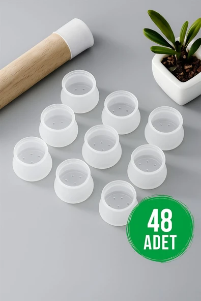 48 Adet Silikon Masa Sandalye Ayak Koruyucu Kapak Ahşap Parke Zemin Koruyucu Çizmez Ses Yapmaz Ped