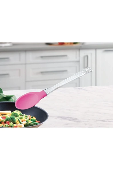 Plastik Saplı Silikon Yemek Salata Servis Kaşığı 30 Cm - 2