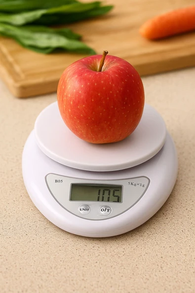 Hazneli Dijital Mutfak Terazisi - 5 Kg | LCD Ekranlı, Otomatik Sıfırlama, Uzun Pil Ömrü