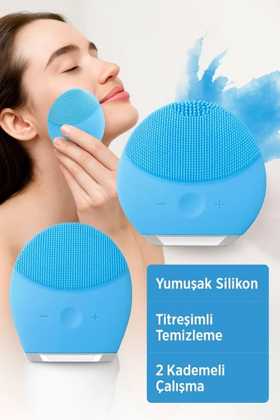 Titreşimli Silikon Sonik Yüz Temizleme Fırçası USB Şarjlı Su Geçirmez Masaj Cilt Bakım Aleti