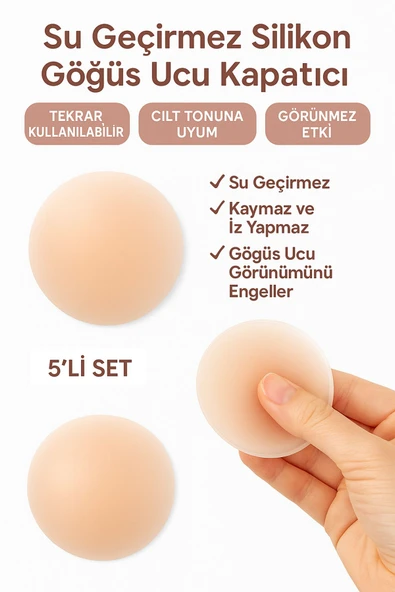 Straplez ve İnce Kıyafetler İçin Silikon Göğüs Pedi 5 Çift Cilt Tonuna Uyumlu Meme Pedi Su Geçirmez - 2