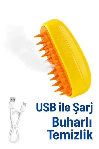 Evcil Hayvanlar İçin Buhar Püskürtmeli Tüy Temizleme Tarağı USB Şarjlı Masaj Etkili Kedi Köpek Tarak - 7