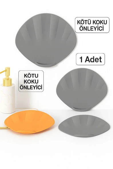 Gri Deniz Kabuğu Şeklinde Silikon Kötü Koku Önleyici Mat Saç Toplayıcı Banyo Mutfak Süzgeç Tıkacı