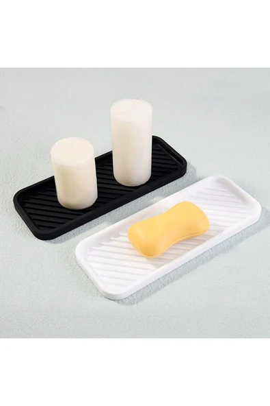 Esnek Silikon Yağdanlık Altlığı Hijyenik Çok Amaçlı Organizer Sabunluk Altlığı 23x10 Cm - 2