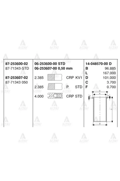 Goetze 87 ISS -71343-50 Piston Segman 0.50 Ceres 2400 Adet ürün görseli