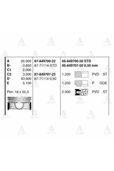 Goetze 87 PİSTON SEGMAN STD CERATO ELANTRA 12- 1.6 G4FG 132HP 77MM - 1