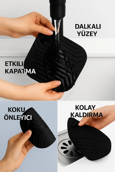 4 Adet Siyah Silikon Kötü Koku Tıkanıklık Önleyici Sızdırmaz Su Gideri Süzgeci Saç Toplayıcı Kapak