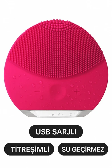 Titreşimli Silikon Sonik Yüz Temizleme Fırçası USB Şarjlı Su Geçirmez Masaj Cilt Bakım Aleti - 7