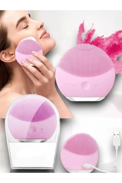 Titreşimli Silikon Sonik Yüz Temizleme Fırçası USB Şarjlı Su Geçirmez Masaj Cilt Bakım Aleti - 3