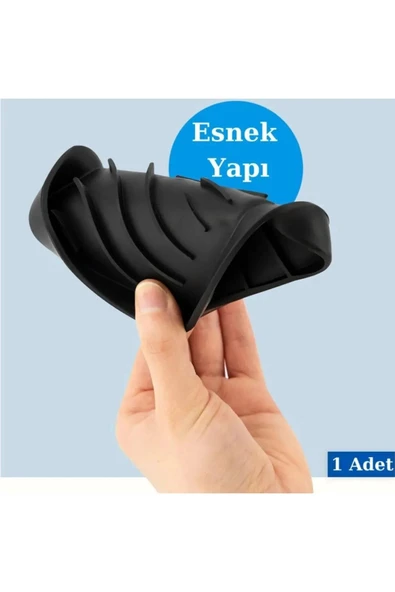 Banyo Mutfak İçin Vantuzlu Su Giderli Esnek Silikon Katı Sabunluk - 8