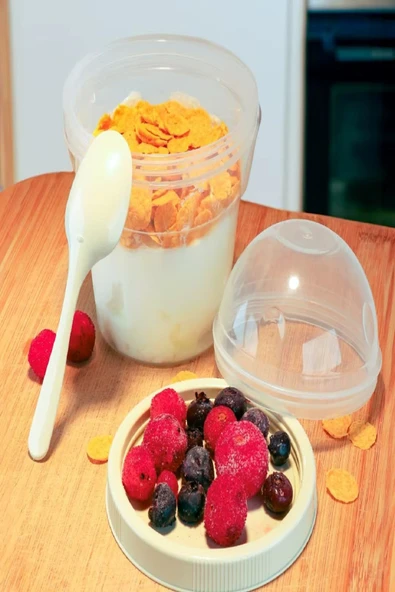 4 Adet Taşınabilir 500 ml Bebek Mama Saklama Atıştırmalık Kabı Hazneli, Plastik, Sızdırmaz - 8