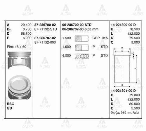 Goetze 14 ISS -021801-00 GÖMLEK 050 ACCENT 1.5 ürün görseli 1