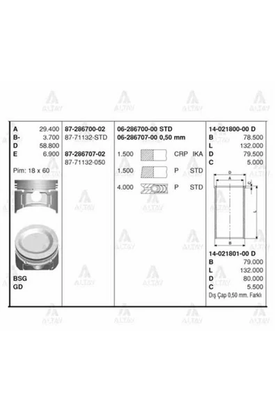 Goetze 87 ISS -71132-STD PİSTON SEGMAN STD EXCEL LANCER ürün görseli 1