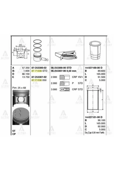 Goetze 87 ISS -71338-STD PİSTON SEGMAN STD MAZDA E2200 93-99