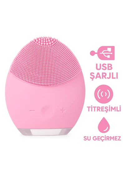 Titreşimli Silikon Sonik Yüz Temizleme Fırçası USB Şarjlı Su Geçirmez Masaj Cilt Bakım Aleti - 2