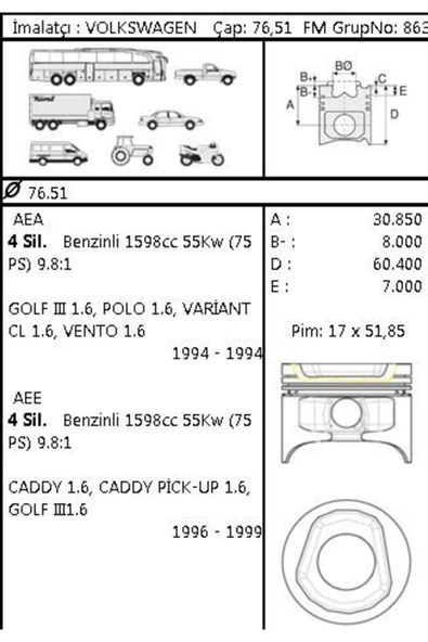 Goetze 87 ISS -72183-STD Piston Segman Std Polo 1.6 Aee Alm Aea 76.51Mm ürün görseli 1