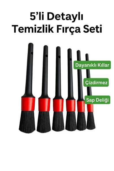 Matkap Ucuna Takılan 3'lü Araba Jant Temizlik Fırçası & 5 Adet 5 Boy Detaylı Oto Temizlik Fırçası - 7