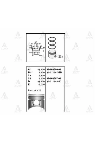 Goetze 87 ISS -71134-STD Piston Segman Std. Starex D4-Bftc ürün görseli 1