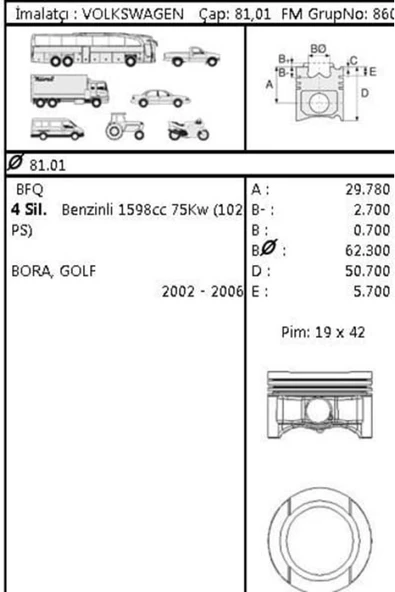 Goetze 87 ISS -72177-STD Piston Segman Std Golf IV Bora 1.6 Bse Alz Bfq 81.00Mm ürün görseli 1
