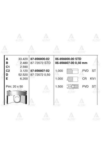 Goetze 87 PİSTON SEGMAN STD AURIS Corolla Uyumlu 1.6 1ZRFE 08 81.00MM ürün görseli 1