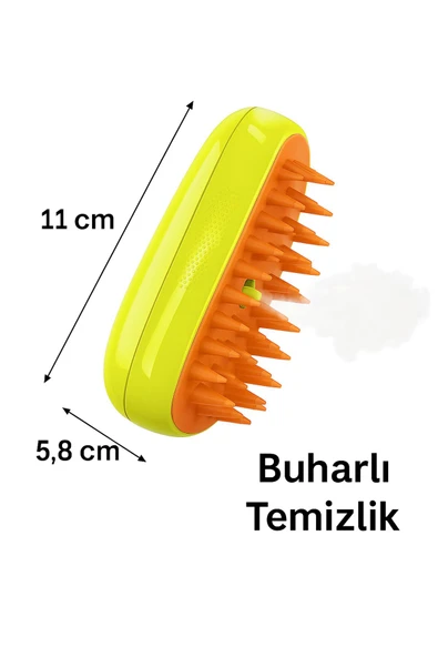 Evcil Hayvanlar İçin Buhar Püskürtmeli Tüy Temizleme Tarağı USB Şarjlı Masaj Etkili Kedi Köpek Tarak - 4
