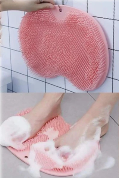 2 Adet Pembe Silikon Sırt Ayak Yıkama Fırçası Kese Peeling Vantuzlu Kaymaz Ölü Deri Temizleyici Duş - 3