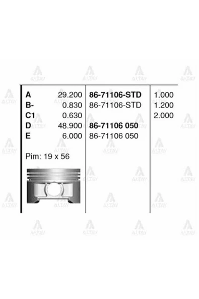 Goetze 86 ISS -71106-STD PİSTON STD CIVIC 1.6 01- 75MM ürün görseli 1