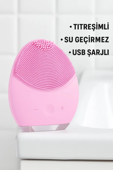 Titreşimli Silikon Sonik Yüz Temizleme Fırçası USB Şarjlı Su Geçirmez Masaj Cilt Bakım Aleti - 8
