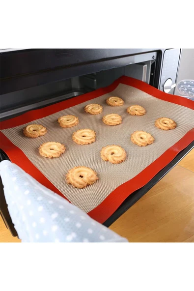 2 Adet Yapışmaz Silikon Pişirme Matı Isıya Dayanıklı Pasta Kek Ekmek Pişirme Kendinden Yağlı 30*40CM - 5