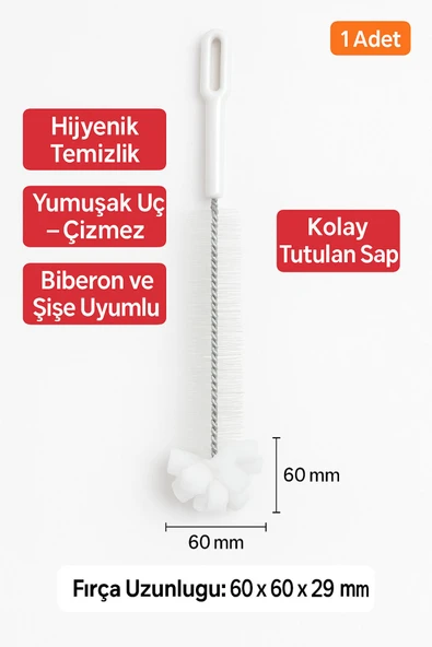 Plastik Saplı Bebek Biberon Yıkama Temizleme Fırçası Yumuşak Fırça Ucu ile Hijyenik Temizlik - 2