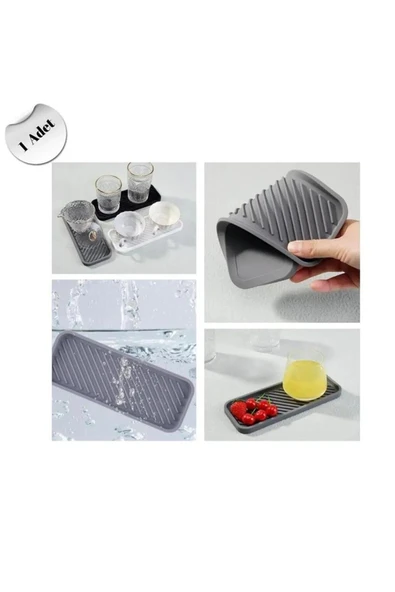 Esnek Silikon Yağdanlık Altlığı Hijyenik Çok Amaçlı Organizer Sabunluk Altlığı 23x10 Cm - 4