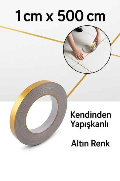 5 Mt Dekoratif Seramik Fayans Karo Boşluk Bandı Gold Kendinden Yapışkanlı Mermer Tavan Zemin Bandı - 3