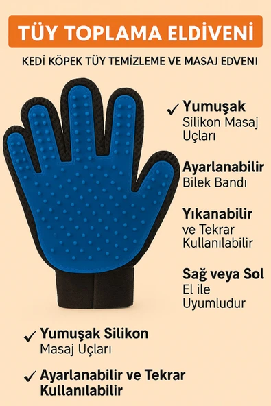 3'lü Tüy Temizleme Seti - Tüy Toplama Eldiveni, Buhar Püskürtmeli Tarak, Hazneli Gırgır - 8