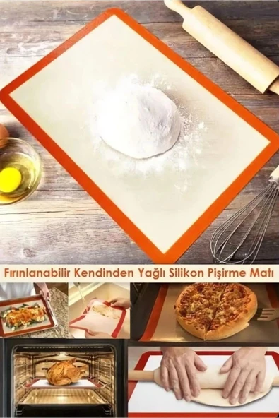 2 Adet Yapışmaz Silikon Pişirme Matı Isıya Dayanıklı Pasta Kek Ekmek Pişirme Kendinden Yağlı 30*40CM