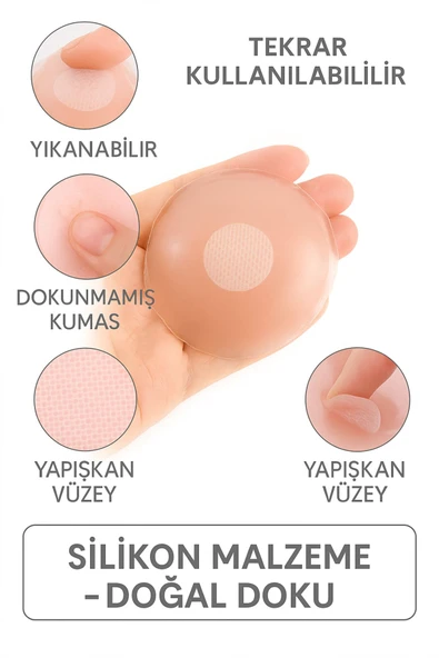 Straplez ve İnce Kıyafetler İçin Silikon Göğüs Pedi 5 Çift Cilt Tonuna Uyumlu Meme Pedi Su Geçirmez