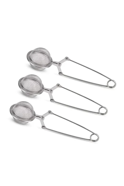 3 Adet Metal Kaşık Çay Topu Demlik Filtre Ihlamur Bitki Sıkma Yaprakları Örgü Süzgeç Demlik Saplı