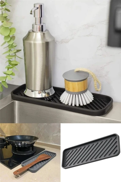Esnek Silikon Yağdanlık Altlığı Hijyenik Çok Amaçlı Organizer Sabunluk Altlığı 23x10 Cm - 2