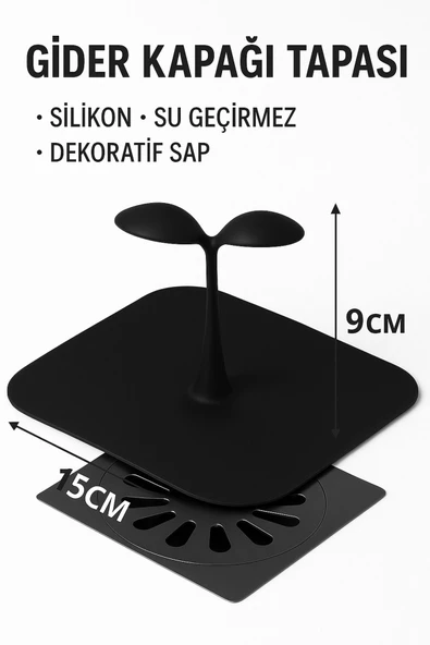 Siyah Palmiye Model Silikon Kötü Koku Önleyici Gider Koruyucu Tıkanıklık Önleyici Saç Toplayıcı - 3