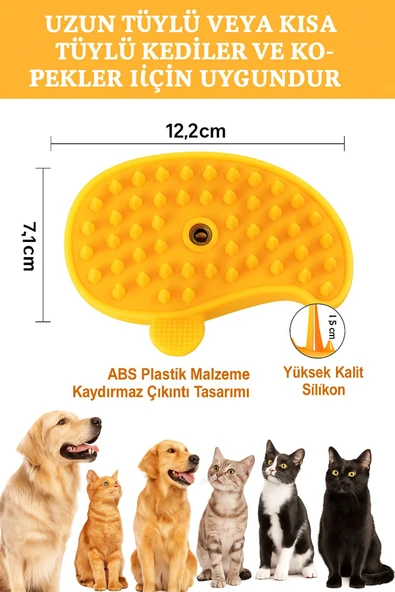 Evcil Hayvanlar İçin Buhar Püskürtmeli Tüy Temizleme Tarağı USB Şarjlı Masaj Etkili Kedi Köpek Tarak - 5