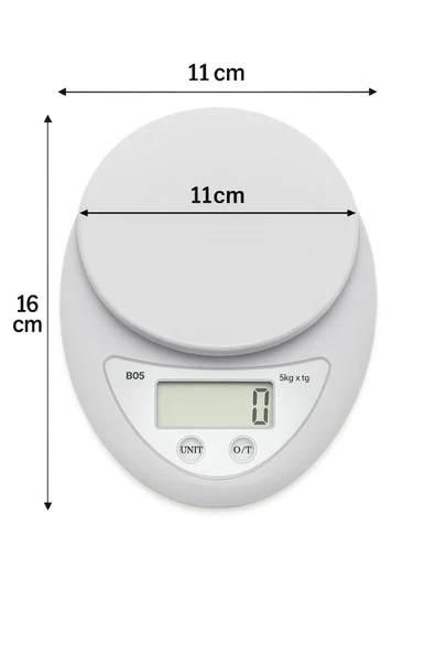 Hazneli Dijital Mutfak Terazisi - 5 Kg | LCD Ekranlı, Otomatik Sıfırlama, Uzun Pil Ömrü - 5